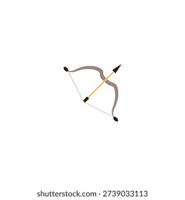 Bow and arrow vector illustration isolated on white background. Archery equipment icon symbol for target, sport, hunting and goal concept.
