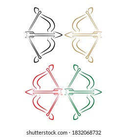Ilustración Del Vector De Flechas Y Bow. Contorno de vectores de flecha y reverso. Bow Y Flecha Aisladas En Fondo Blanco