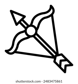 Bow And Arrow Vector Line Icon Design