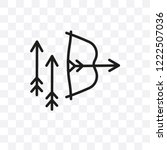 Bow and arrow vector linear icon isolated on transparent background, Bow and arrow transparency concept can be used for web and mobile