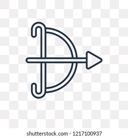 Bow and arrow vector outline icon isolated on transparent background, high quality linear Bow and arrow transparency concept can be used web and mobile