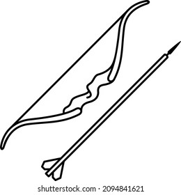 Bow y flecha. Ilustración del contorno del vector.