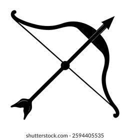 A bow and arrow vector silhouette , archery, aim design