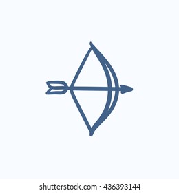 Bow and arrow vector sketch icon isolated on background. Hand drawn Bow and arrow icon. Bow and arrow sketch icon for infographic, website or app.