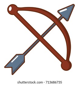 Bow and arrow weapon icon. Cartoon illustration of bow and arrow vector icon for web design