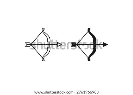 Bow and arrow weapon icons for archery sport