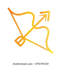 arma de arco y flecha sobre el fondo blanco gradiente estilo de imagen vectorial