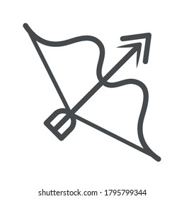 bow and arrow weapon over white background line style icon vector illustration