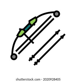 bow and arrows color icon vector. bow and arrows sign. isolated symbol illustration