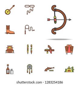 Bow and arrows colored icon. Wild West icons universal set for web and mobile