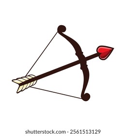 Bow and arrows, Cupid's Valentine's Day accessory Shooting weapon Red heart Vector illustration on white background