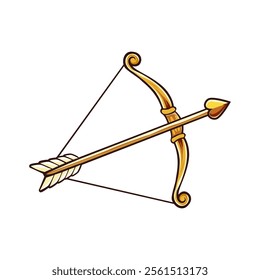 Bow and arrows, Cupid's valentine's day accessory Firearms. Shot in the heart Vector illustration on white background