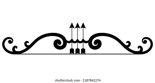 Bow and arrows in Happy Dussehra festival of India, white isolated background.