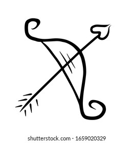 Una mano dibujada con flechas del corazón. Ilustración vectorial Doodle para impresión, tarjetas de felicitación, carteles, pegatinas, textil y de temporada. Aislado sobre fondo blanco

