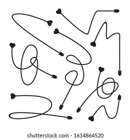 bow arrows heart tail vector set