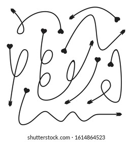 bow arrows heart tail vector set