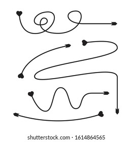 bow arrows heart tail vector set