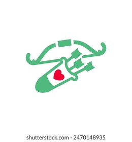 Bow and arrows icon or Valentines day symbol, holiday sign designed for celebration, vector trendy modern style.