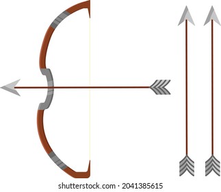Bow and arrows, illustration, vector on white background.