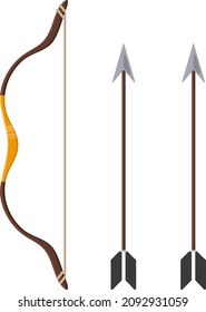 Bow and arrows, illustration, vector on a white background.