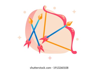 Bow y flechas aisladas en fondo blanco