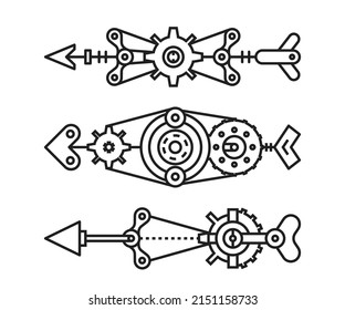flechas de arco líneas de arte estilo steampunk