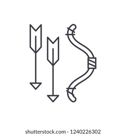 Bow and arrows line icon concept. Bow and arrows vector linear illustration, symbol, sign