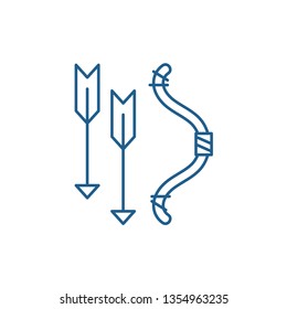 Bow and arrows line icon concept. Bow and arrows flat  vector symbol, sign, outline illustration.