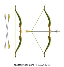 Bow and arrows on a white background