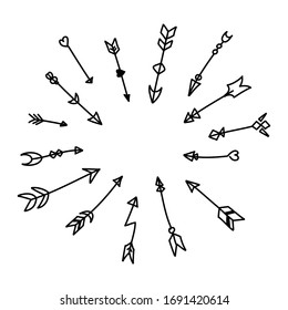 Bow Arrows Set – Vector Sketch Ink