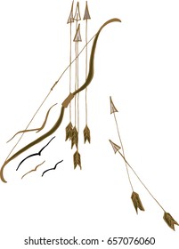 Bow with arrows in the shape of birds