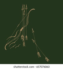 Bow with arrows in the shape of birds