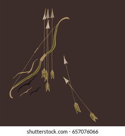 Bow with arrows in the shape of birds