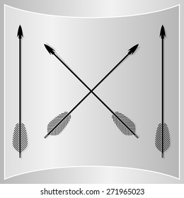 Bow Arrows Silhouette. Medieval Arrow Set. Vector Illustration