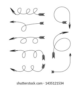 bow arrows thin line  illustration set