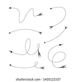 bow arrows thin line  illustration set