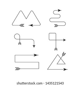 bow arrows thin line  illustration set