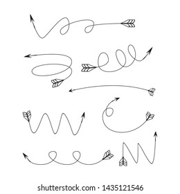 bow arrows thin line  illustration set