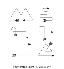 bow arrows thin line  illustration set