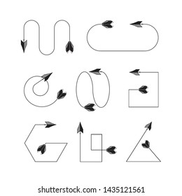 bow arrows thin line  illustration set