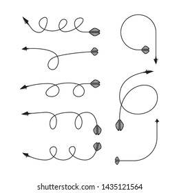 bow arrows thin line  illustration set