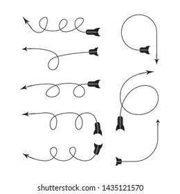 bow arrows thin line  illustration set