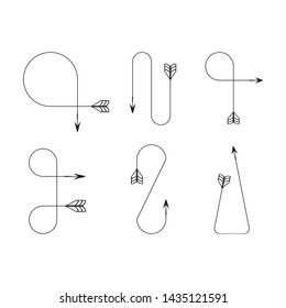 bow arrows thin line  illustration set