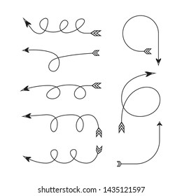 bow arrows thin line  illustration set