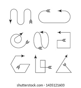 bow arrows thin line  illustration set