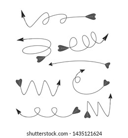 bow arrows thin line  illustration set