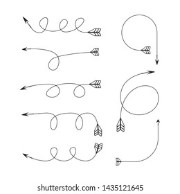bow arrows thin line  illustration set