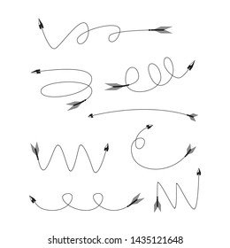 bow arrows thin line  illustration set
