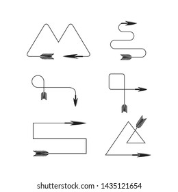 bow arrows thin line  illustration set