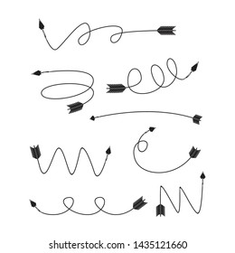 bow arrows thin line  illustration set